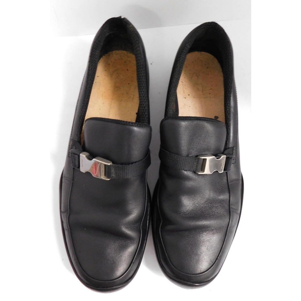 PRADA Silver Side Buckle Black Slip On Loafer - 11 US - Picture 3 of 7